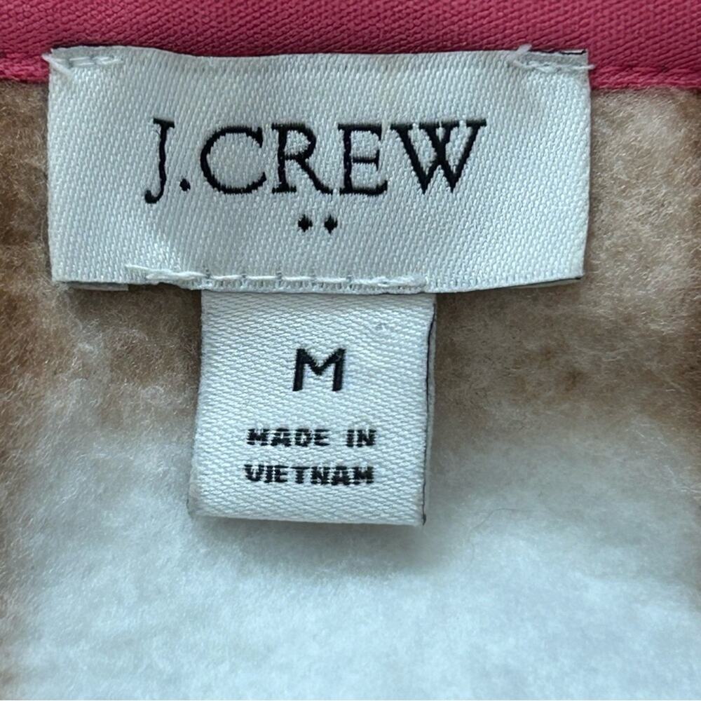 J Crew Tan Checkered Full Zip Sherpa Jacket with Pink Detail Medium - Picture 4 of 10